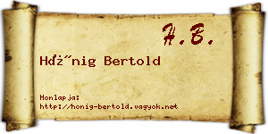 Hönig Bertold névjegykártya